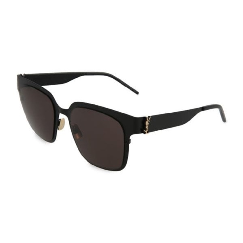 Saint Laurent Black Gold 52mm Rectangular Sunglasses Metal Matte Black